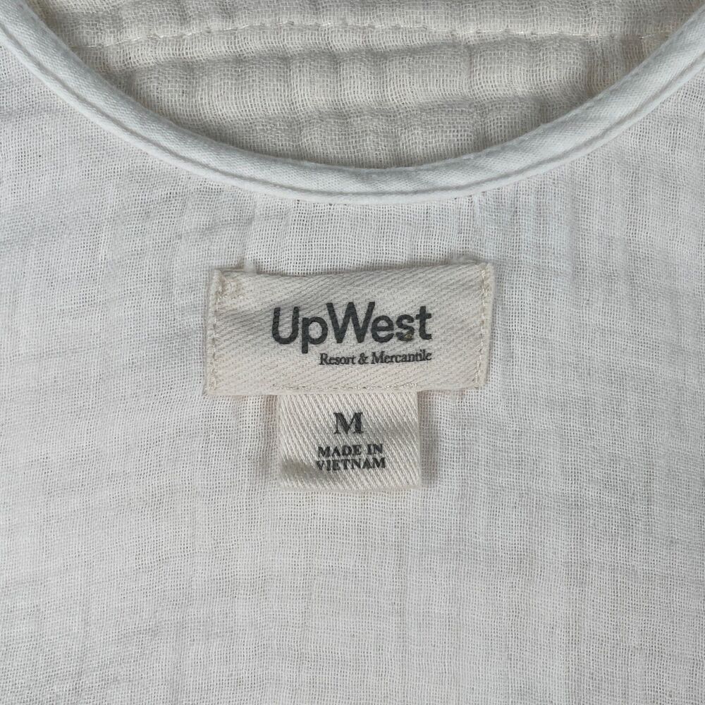 UpWest Plisse White Crochet Lace Detail Soft 100% Organic Cotton Maxi Dress M - Picture 15 of 16